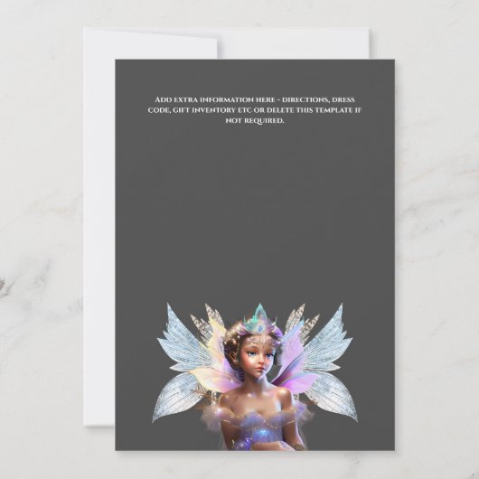 Invitation Fée glace princesse rose ailes parties scintillant (Dos)