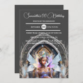 Invitation Fée glace princesse rose ailes parties scintillant (Devant / Derrière)