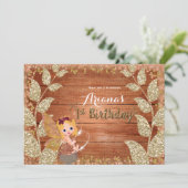 Invitation Fée & Glittery Feuille Rustic Glam Automne Anniver (Debout devant)