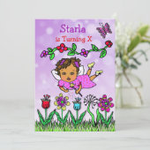 Invitation Fée hispanique ou afro-américaine anniversaire (Debout devant)