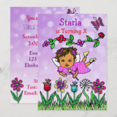 Invitation Fée hispanique ou afro-américaine anniversaire (Devant / Derrière)