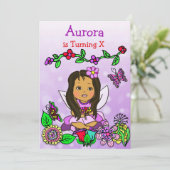 Invitation Fée hispanique ou afro-américaine anniversaire (Debout devant)