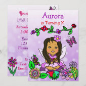 Invitation Fée hispanique ou afro-américaine anniversaire (Devant / Derrière)