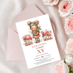 Invitation Fée Joueuse 2e Anniversaire Rose Pâle Floral