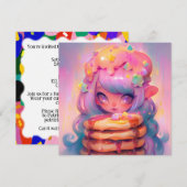 Invitation Fée Kawaii Pancake fête d'anniversaire (Devant / Derrière)