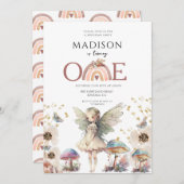 Invitation Fée magique 1er anniversaire (Devant / Derrière)