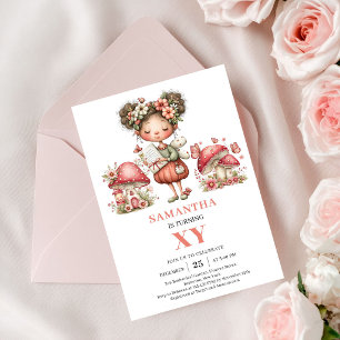 Invitation Fée Magique 4ème Anniversaire Fête Florale Rose