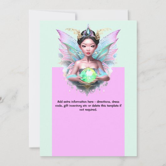 Invitation Fée magique chinoise princesse en verre girly (Dos)