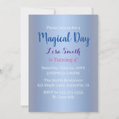 Invitation Fée Magique Et Papillons Bleu Floral Anniversaire (Dos)