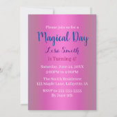 Invitation Fée Magique Et Papillons Rose Floral Anniversaire (Dos)