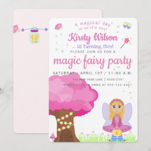 Invitation Fée magique Fête de l'anniversaire de la fille
