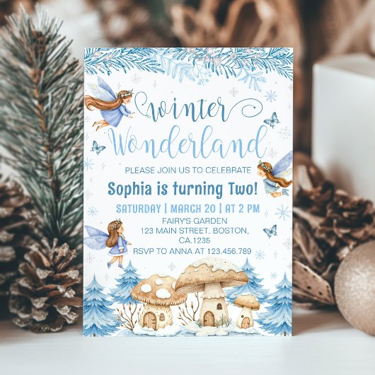 Invitation Fée magique hiver Wonderland Anniversaire