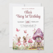 Invitation Fée magique Jardin Floral Filles Anniversaire (Devant)