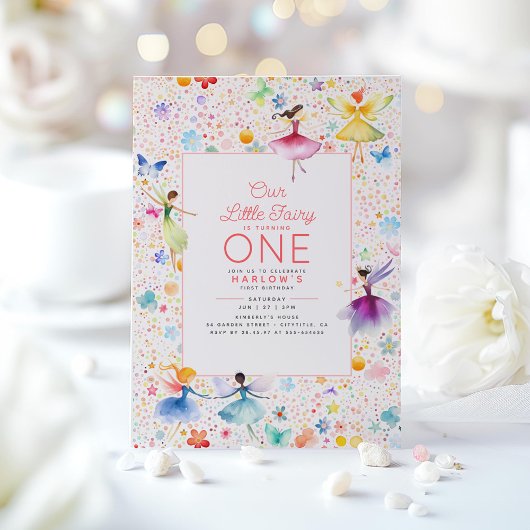 Invitation Fée magique Jardin Floral Pixie Girls Anniversaire