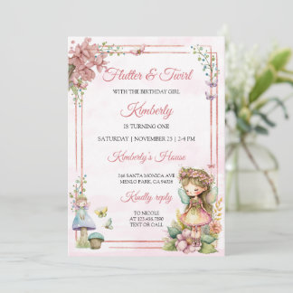 Invitation Fée magique Jardin Floral Pixie Girls Anniversaire