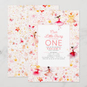 Invitation Fée magique Jardin Floral Rose Fille Anniversaire (Devant / Derrière)