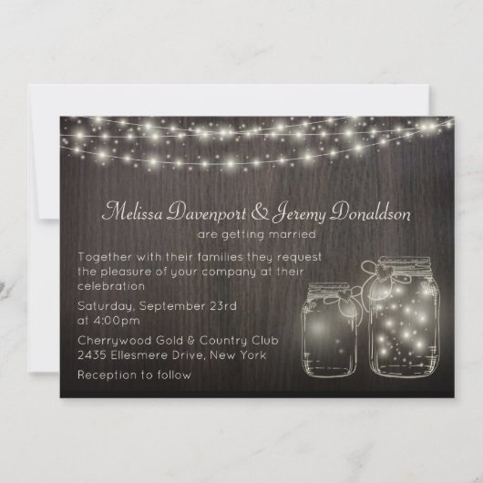 Invitation Fée magique Lights & Mason Jars Mariage Inviter (Devant)