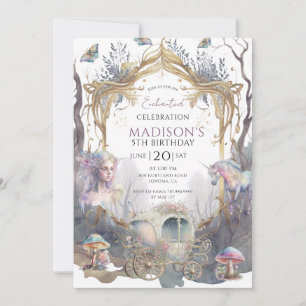 Invitation Fée magique Pixie Fairytale 5e fête d'anniversaire