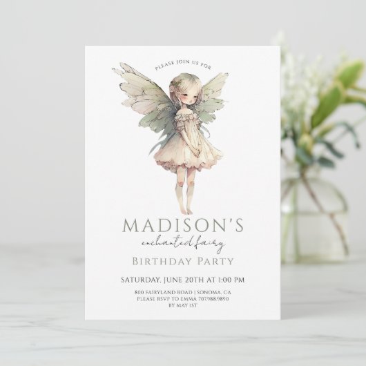 Invitation Fée magique Pixie Fairytale fête d'anniversaire (Debout devant)