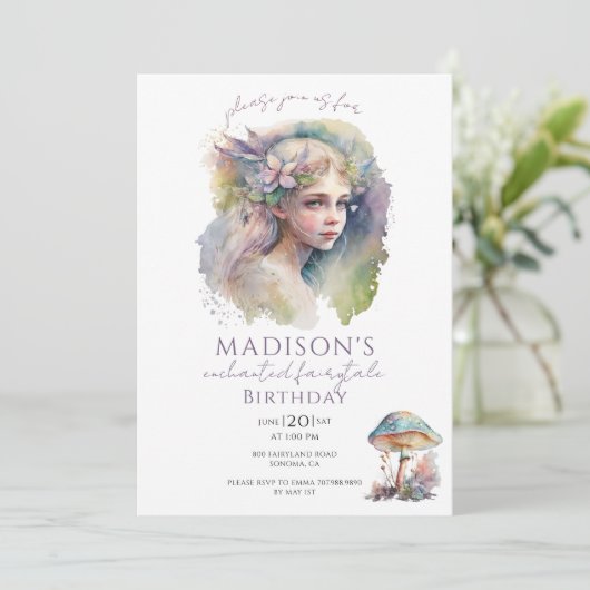 Invitation Fée magique Pixie fête d'anniversaire (Debout devant)