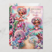 Invitation Fée magique Première fête d'anniversaire (Devant / Derrière)