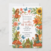 Invitation Fée magique sauvage Jardin fête d'anniversaire - (Devant)