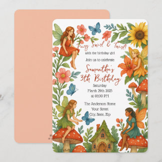 Invitation Fée magique sauvage Jardin fête d'anniversaire -