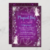 Invitation Fée magique violet étoile Nuit Anniversaire (Devant / Derrière)
