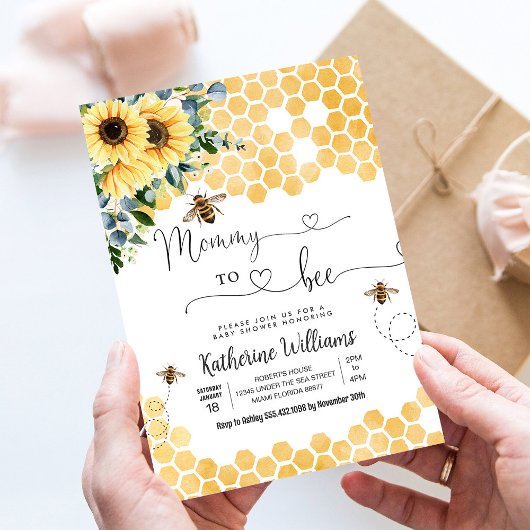 Invitation Fée Mère Abeille à Miel Fête de Bébé