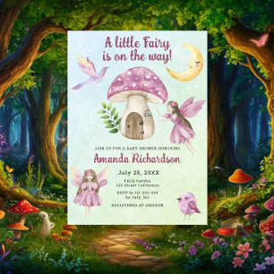 Invitation Fée miniature aquarelle Baby Shower Fantaisiste