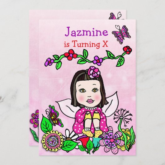 Invitation Fée noire Haired (Devant / Derrière)