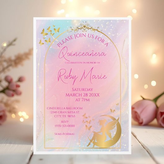 Invitation Fée Or Capriceuse Pixie