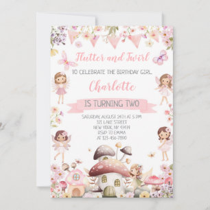 Invitation Fée Papillon et Tourbillon Deuxième Anniversaire