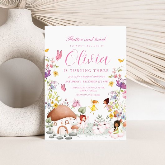 Invitation Fée Papillon Jardin Pixie Filles Fleurs
