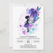 Invitation Fée papillon personnalisé Anniversaire (Devant)