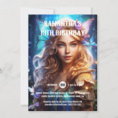 Invitation Fée papillon princesse cheveux brun filles imagina (Devant)