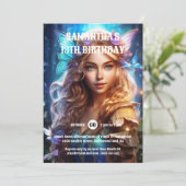 Invitation Fée papillon princesse cheveux brun filles imagina (Debout devant)