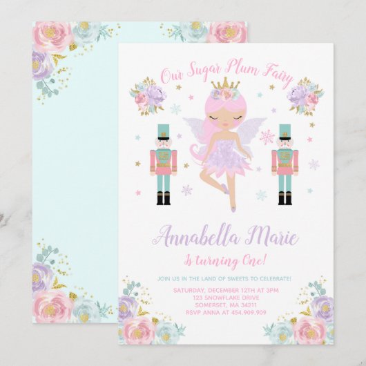 Invitation Fée Plum Sucre Invitation Casse-Noisett (Devant / Derrière)