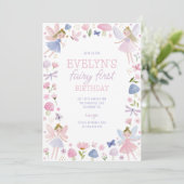 Invitation Fée Premier Anniversaire 1ère Fille Violet (Debout devant)