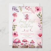 Invitation Fée premier anniversaire Enchanted Forest Champign (Devant)