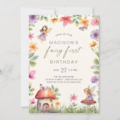 Invitation Fée Premier anniversaire Enchanted Forêt Floral Fi (Devant)