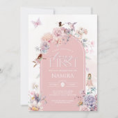 Invitation Fée Premier anniversaire Enchanted Garden Girls Fa (Devant)
