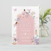 Invitation Fée Premier anniversaire Enchanted Garden Girls Fa (Debout devant)