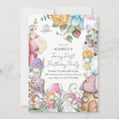 Invitation Fée Premier Anniversaire Fleurs Fées Fille 1er Ann (Devant)