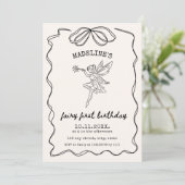 Invitation Fée Premier anniversaire main illustrée minimalist (Debout devant)