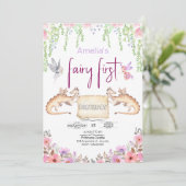 Invitation Fée Premier Anniversaire Princesse Floral Aquarell (Debout devant)