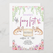 Invitation Fée Premier Anniversaire Princesse Floral Aquarell (Devant / Derrière)