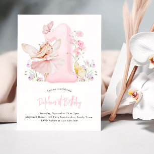 Invitation Fée Premier Anniversaire Rose Numéro 1 Fête Filles