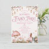 Invitation Fée Premier Thème Fille 1er Anniversaire (Debout devant)