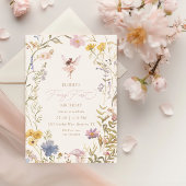 Invitation Fée Première aquarelle Florale Filles 1er annivers
